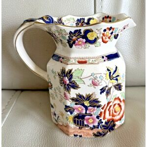 ANTIQUE MASON'S IRONSTONE LG JUG HP MANDARIN IMARI PATTERN 24k GOLD TRIM PERFECT